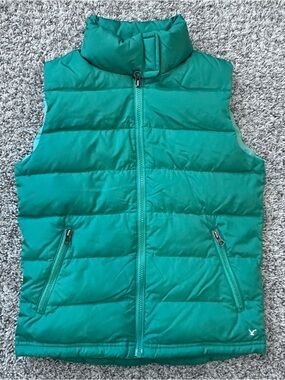 Vintage Y2K American Eagle green puffer vest with embroidered logo